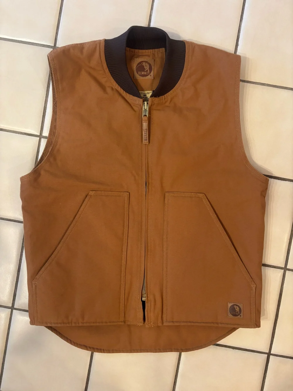 Berne Brown Canvas Work Vest - Men's Sleeveless Jacket
